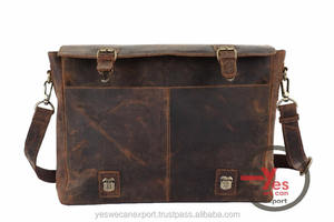 Unisex 100% Genuine Leather Bohemian Style Portable Crossbody Shoulder Messenger <b>Laptop</b> Bag <b>Cover</b> Closure <b>for</b> Business Travel - Product Image 5