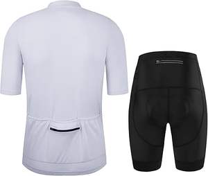 Robe de cyclisme couleur blanche demi-fermeture à glissière avec ensemble court vente en gros de polyester pour vêtements de sport uniformes d'extérieur respirants - Product Image 2