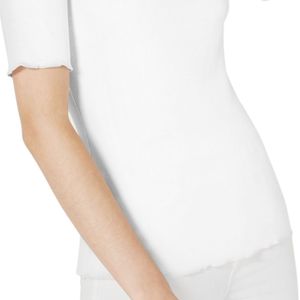 Top da Donna Maison Jules con Collo Rotondo e Maniche al Gomito, Bianco, Taglia XS, con Stampa Fiori Ricamati per Primavera/Estate - Product Image 3