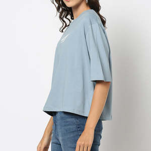 Camiseta al por Mayor para Mujer, 100% Algodón, Cuello Redondo, Logotipo OEM Personalizado, Diseño de Color Personalizado, Camiseta Holgada para Mujer - Product Image 1