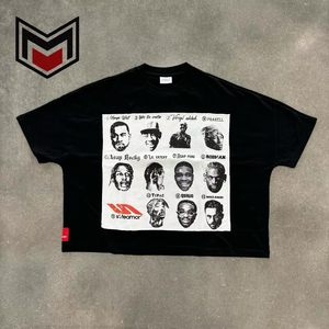 Y2K Retro Gothic Crop Boxy <b>Fit</b> <b>T</b>-<b>Shirt</b> for Men Luxury Summer Streetwear Drop Shoulder Tee 100% Cotton - Product Image 6