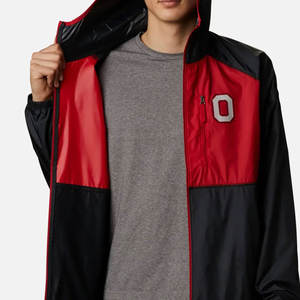 Veste coupe-vent pour homme à capuche, doublure polaire, patchwork sur le devant, imperméable, écologique, service OEM/ODM, style streetwear - Product Image 4