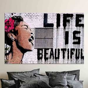 Lienzo Impreso: Decoración de Pared Abstracta Inspirada en Banksy, Lienzo Enrollado - Product Image 1