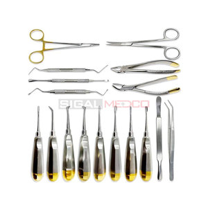 17 pièces de pinces d'extraction d'ascenseurs de chirurgie dentaire orale approuvées CE, Instruments médicaux en acier inoxydable de qualité A + - Product Image 1