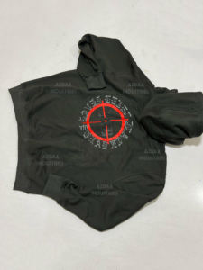 เสื้อฮู้ดผ้าคอตตอนผ้าฟลีซพิมพ์ลาย BJJ เอฟเฟกต์สีเทาควันแบบหลวมสำหรับกีฬาและลำลอง - Product Image 4