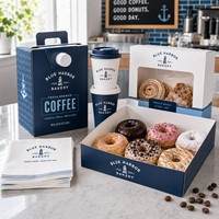Boîtes à donuts personnalisées AT PACK avec fenêtre et poignée, emballages de boulangerie haut de gamme pour donuts, cafés et desserts