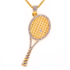 Collar con Colgante de Raqueta de Tenis con Diamantes de Oro de Lujo, Joyería para Mujeres y Hombres, Regalo - Product Image 1
