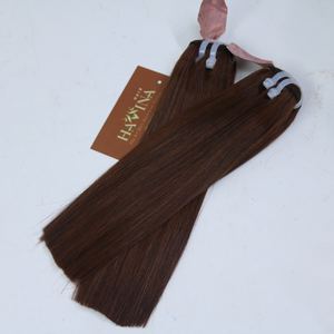 Trame de cheveux humains droits bruns non traités, extensions de cheveux Remy soyeux et doux pour les salons de beauté - Product Image 1