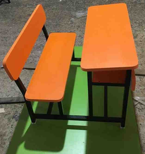Banco Escolar Tradicional de Dos Plazas Nirvay International, Altura Ajustable, Marco de Metal Resistente, Superficie de Madera para Escuela - Product Image 2