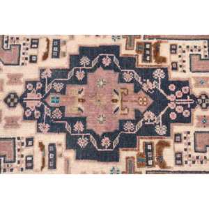 Alfombra Turca Vintage, Alfombra Decorativa de 3.37x5.5 pies, Alfombra con Diseño de Parches en Azul y Marrón - Product Image 5