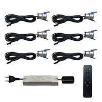 Mini Juego Completo de Focos LED Empotrables, 6 Piezas, Mini 28mm, Regulables, IP65, con Transformador, Control Remoto y Cable de 5m