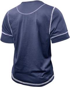 Camisetas Henley de manga corta de algodón básicas para hombre, camisetas informales ligeras de verano con botones - Product Image 3