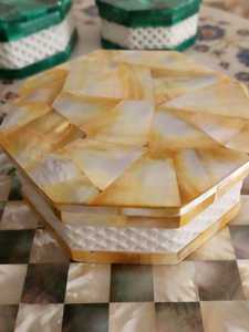 Boîte à bijoux mère de perles Boîte de rangement pour bijoux en pierres précieuses Incrustation de perles mère tendance avec pierre de marbre pour l'emballage de bijoux - Product Image 6