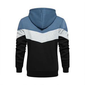 Pull à capuche à couleurs bloquées avec logo personnalisé pour hommes Pull à capuche à la mode 100% coton en peluche pour l'hiver en vrac Sweats à capuche pour hommes - Product Image 4