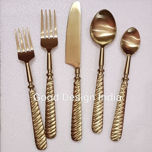 Juego de cubiertos de plata brillante de latón portabilidad, cuchara de boda de la India y tenedor de Metal, juego de cuchillos de cocina de acero con espejo - Product Image 4