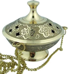 Brûleur d'encens Markham en laiton doré Brûleur à charbon de bois encensoir arabe avec manche en bois Parfum d'intérieur - Product Image 4