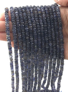 Iolite naturel lisse Rondelle perles Iolite plaine perles pierres précieuses naturelles fabrication de bijoux collier 13.50 pouces brin - Product Image 2