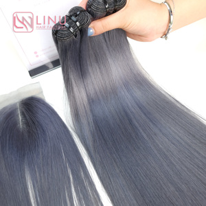 Nuance grise de luxe 100% cuticule alignée Super os droit extension de cheveux bruts vietnamiens pour trame de génie avec Style de vague naturelle - Product Image 4