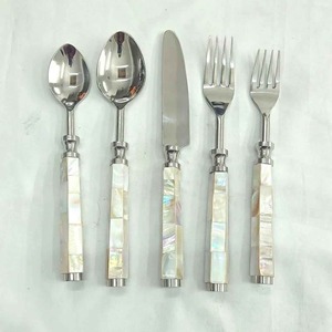 Ensemble de couverts en acier inoxydable élégant avec poignée en nacre Ensemble de couverts modernes Vaisselle à manger pour la maison et l'hôtel - Product Image 4