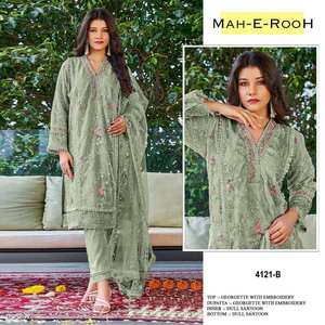 Charming Georgette Pakistani Suit Set <b>Beautiful</b> Crafted Design <b>Light</b> Smooth Fabric Perfect For Functions - Product Image 2