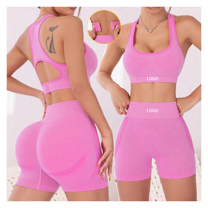 Ensemble de soutien-gorge de sport 2 pièces à motif solide avec boucle réglable, vêtements de yoga pour la course à pied, entraînement sportif, grande taille - Product Image 1