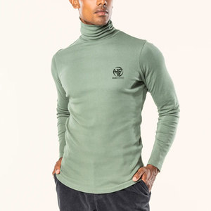 Classic Solid Color High Collar Slim Fit Long Sleeve Seasonal Casual Top <b>Men</b> <b>Turtle</b> <b>Neck</b> Shirt - Product Image 2