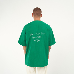 T-shirt surdimensionné 100% coton lourd pour hommes Style Hip Hop avec logo de marque personnalisé longue longueur - Product Image 2