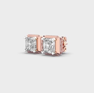 Pendientes de diamante cultivado en laboratorio con corte Asscher, cuadrados, de cuatro puntas, en oro blanco/rosa/amarillo de 9 quilates. - Product Image 3