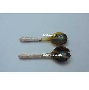 Ensemble cuillère et fourchette de service à salade en corne de Viking avec poignée pour ustensiles de cuisine de table - Product Image 4