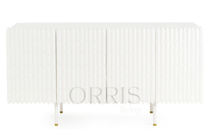 Modern Hand Carved Black Solid Wood Sideboard-Luxury Farmhouse Dining Storage <b>Buffet</b> Cabinet Geometric Diamond Pattern Gold Legs - Product Image 4