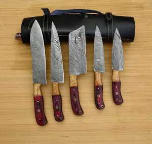 Couteaux de cuisine professionnels de marque personnalisée, 67 couches d'acier damas inoxydable, ensemble de 5 couteaux Kiritsuke Santoku tranchants - Product Image 3