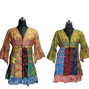 ชุดเดรสผ้าส่าหรีผ้าไหมสไตล์อินเดียโบโฮเป็นมิตรต่อสิ่งแวดล้อม - Product Image 1