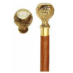 H.M.A Artisanat Léger Vintage En Laiton Canne De Marche Pliable Style Victorien Bâton Horloge Poignée En Métal Pointe Pour La Randonnée - Product Image 1