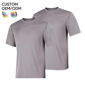 เสื้อยืดผู้ชายลำลอง ผ้าถัก โพลีเอสเตอร์/คอตตอน สีพื้น รับผลิตแบบ OEM/ODM แขนสั้น เป็นมิตรกับสิ่งแวดล้อม ระบายอากาศได้ดี กันยับ ซักแห้งเร็ว - Product Image 1