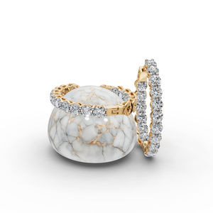 Boucles d'oreilles créoles ovales de luxe serties de diamants ronds de 3,00 carats, design de créateur - Product Image 4