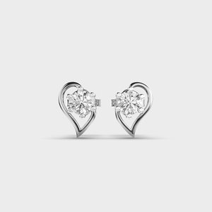 IGI Certified Lab Grown Diamond Heart Shape Stud <b>Earrings</b> <b>Solid</b> 925 Sterling <b>Silver</b> Minimalist Solitaire Love <b>Earrings</b> - Product Image 1