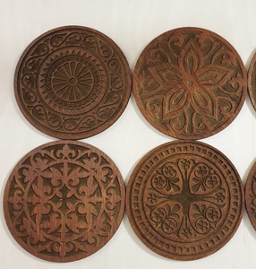 Posavasos de madera maciza natural con forma de flor para el hogar de estilo japonés Nogal negro de madera - Product Image 3