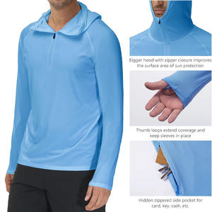 Chemise de pêche à manches longues à capuche respirante personnalisée UPF 50 pour hommes avec protection UV, séchage rapide, polyester/coton, taille plus - Product Image 6