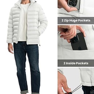 Veste matelassée pour homme tendance, design tendance, mode d'hiver, décontractée, à capuche, couleur personnalisée, unie, antibactérienne, respirante, 100% - Product Image 3
