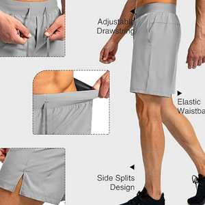2025 New Design Grey <b>Men's</b> <b>Shorts</b> Elastic Waistband Drawstring Closure Polyester Quick-dry Breathable Casual Outdoor Side Split - Product Image 5