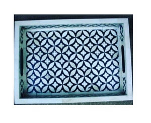 Bandeja de Servir Rectangular de Primera Calidad con Incrustaciones de Hueso, Diseño Artesanal Ecológico, Apta para Lavavajillas, Color Personalizado para Exportación - Product Image 1