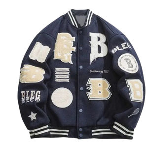 Veste de baseball varsity sur mesure de qualité supérieure pour homme, nouvelle arrivée, en peau de mouton, broderie, patchwork sur le devant, imperméable - Product Image 5