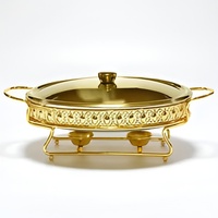 Chauffe-plat moderne en acier inoxydable plaqué or, idéal pour les mariages arabes et les buffets, chauffe-plats personnalisés avec couvercle martelé