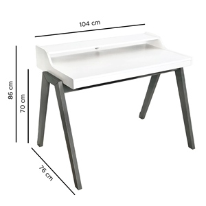 WELL HOME 'Nere' Escritorio para computadora blanco con patas grises 110x86x75cm - Product Image 3