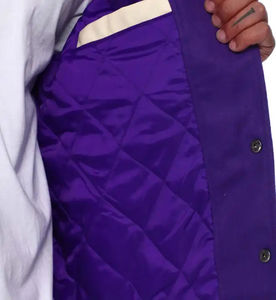 2025 OEM personnalisé chenille plat broderie Patch manches en cuir violet Letterman Bomber Varsity Jacket - Product Image 4