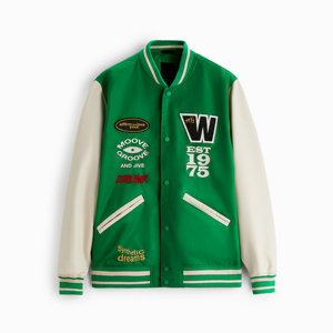 Nuevo 2023 venta al por mayor precio barato cortavientos al aire libre Letterman cálido acolchado personalizado hombres prendas de vestir exteriores personalizadas mujeres chaqueta bomber de mezclilla - Product Image 1