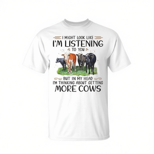 Puedo parecer que estoy escuchando, pero en mi cabeza estoy pensando en vacas - Camiseta para eventos promocionales - Product Image 2