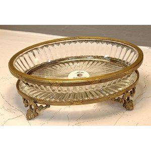 High Quality Metal and <b>Glass</b> <b>Bowl</b> Fancy Work <b>Serving</b> <b>Bowl</b>, and snacks purpose with two partition showpiece with Golden Metal - Product Image 2