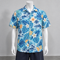 Kemeja Hawaii Pria Lengan Pendek Bahan Woven Motif Bunga Tropis Streetwear Kancing Depan Kemeja Pantai Ringan Kemeja Liburan Musim Panas