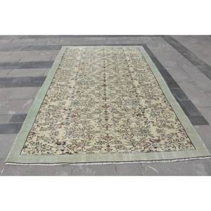 พรมขนสัตว์ลายเย็บปะต่อสีเขียวสีเบจคลาสสิกขนาด6.2x9.7ฟุตสไตล์ตุรกี Aubusson ดีไซน์สำหรับห้องนั่งเล่นข้างเตียงห้องโถงน้ำยางสี่เหลี่ยมผืนผ้า - Product Image 1